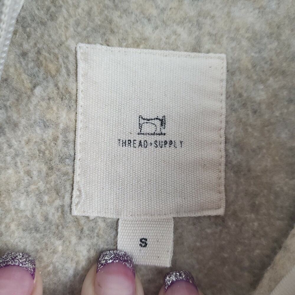Thread+Supply Womens Beige Heathered Quarter Zip Pullover Sweater Size Small‎ - Picture 6 of 8
